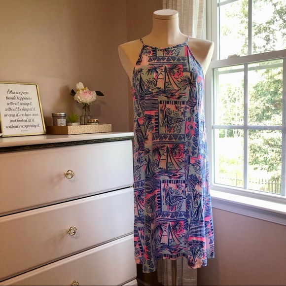 LILLY PULITZER Margot Dress in Whisper Blue Yeah Buoy Print Sz S NWT - Picture 3 of 14
